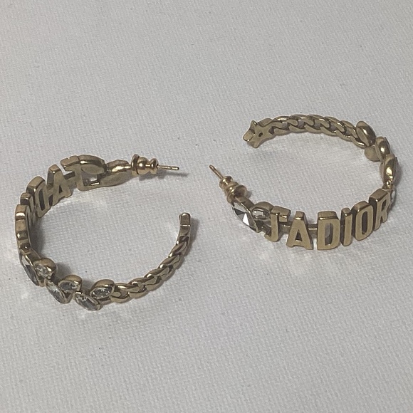 J’ADIOR DIOR Gold and Crystal Hoop Earrings - Picture 1 of 3
